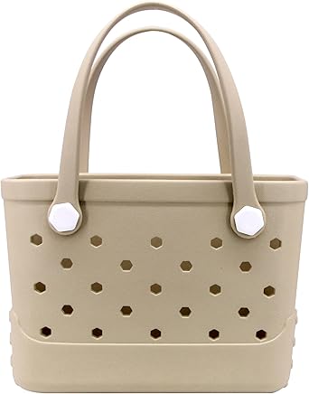 Small Rubber Beach Bag, EVA Travel Mini Tote for Women Waterproof Outdoor Beach Tote Washable Bitty Bag Open Handbag