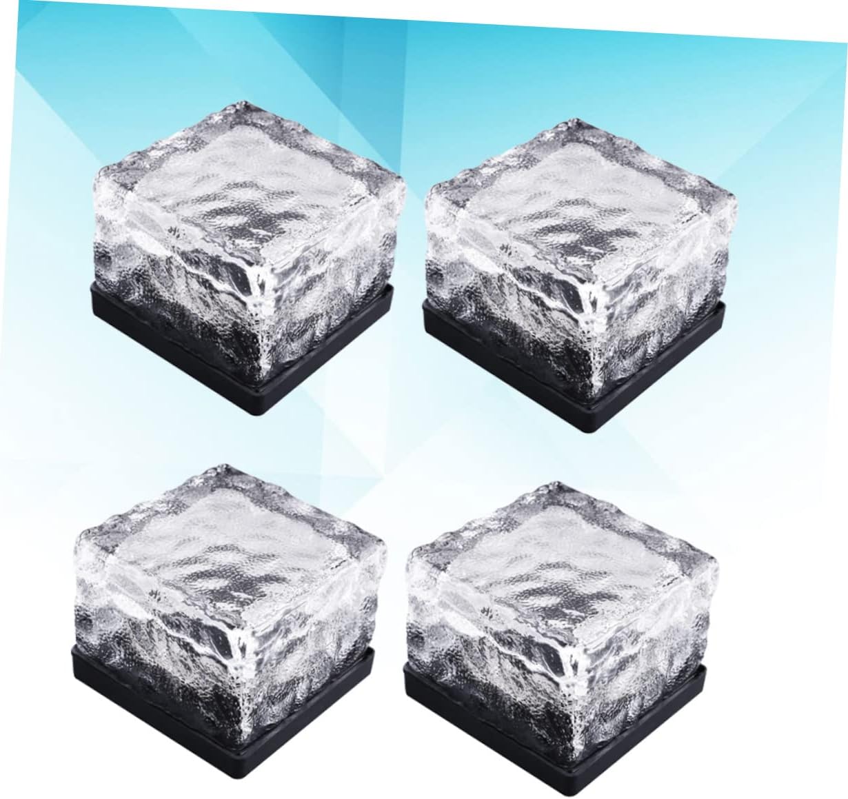 4pcs Solar Glass Brick Lights Led Landscape Lighting for Garden Courtyard Pathway Patio and Lawn Outdoor Solar Lights White