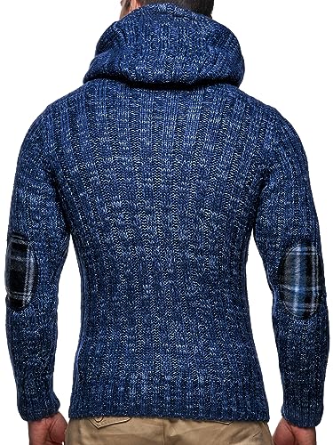 Leif Nelson Men’s Knitted Pullover | Long-sleeved slim fit hoodie | Basic winter hoodie-sweater for Men SM, Indigo 5