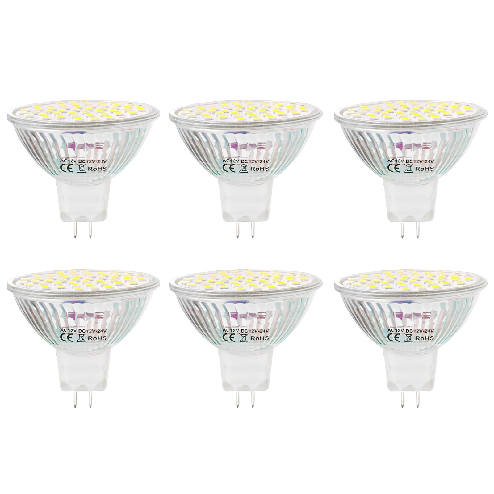MR16 G5.3 48SMD 2835 Chip żarówka LED 3 W wysoka jasność energooszczędne lampy do szafki domowe żarówki AC 12 V DC 12-24 V białe zestaw opakowanie 6 szt.