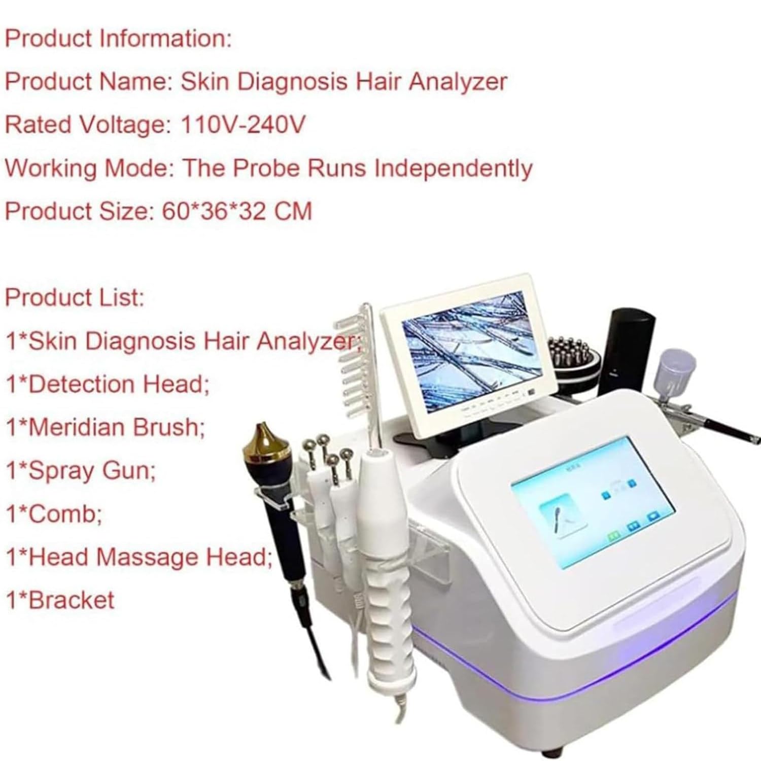 Haut-Kopfhaut-Detektor, Kopfhaut-Haarfollikel-Öl-Feuchtigkeits-Vergrößerungsdetektor-Analysegerät, Digitaler Hautdetektor-Feuchtigkeitstester Professioneller Hautdiagnose-Haaranalysator