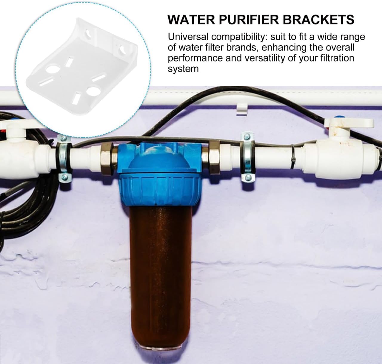 BESTYASH Mounting Bracket for Water Filter, 10 Pack Plastic Filter Holder Mount for Kitchen Water Purifier Accessories Easy Tool-Free Installation 4.09X3.46X1.18In