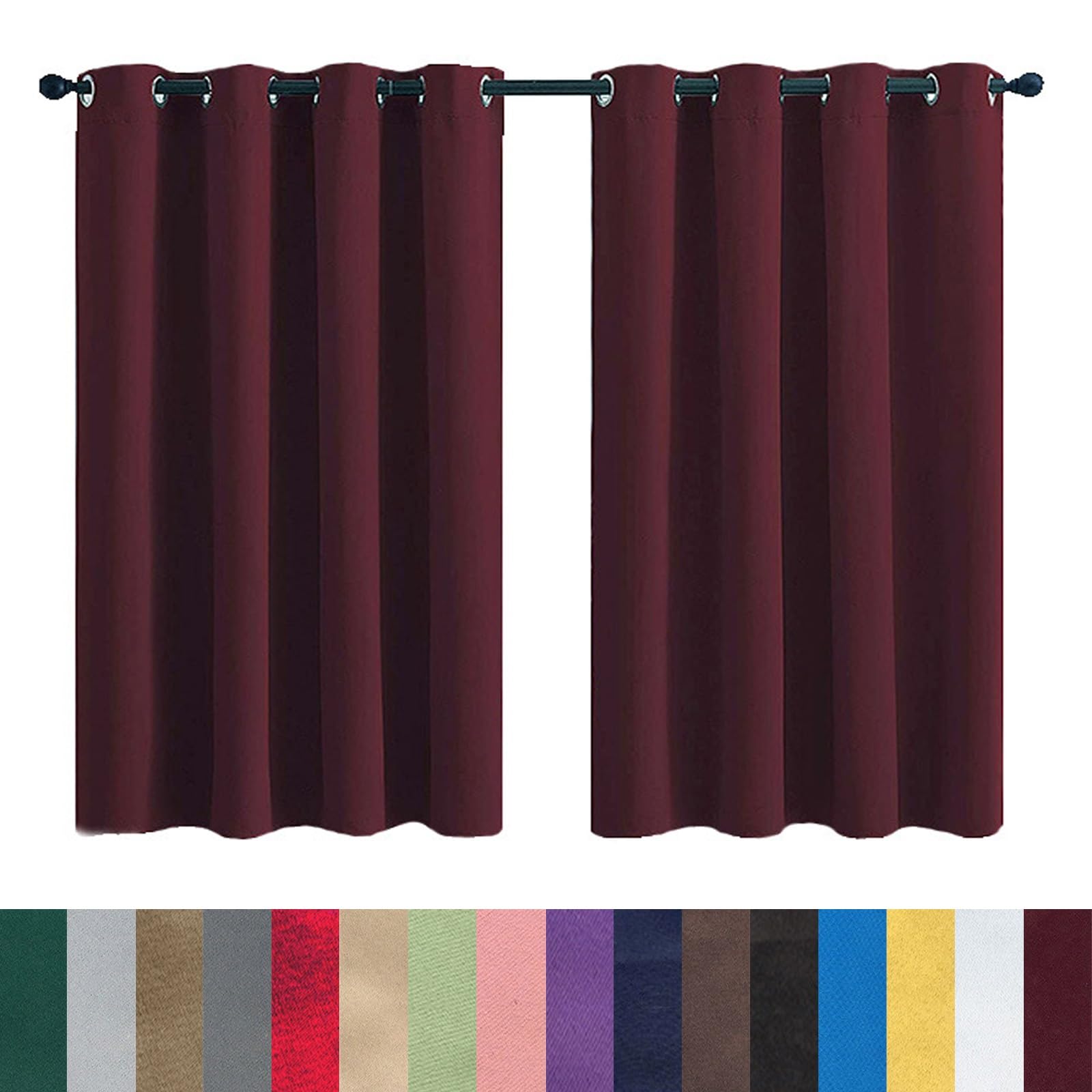 GAIFNAG Blackout Pencil Pleat Curtains 200 x 60 cm Thermal Insulated & Noise Reducing, Facile da Installare Blackout Tape Top of Curtains for Apartment/Hotel Dorm, Red Wine