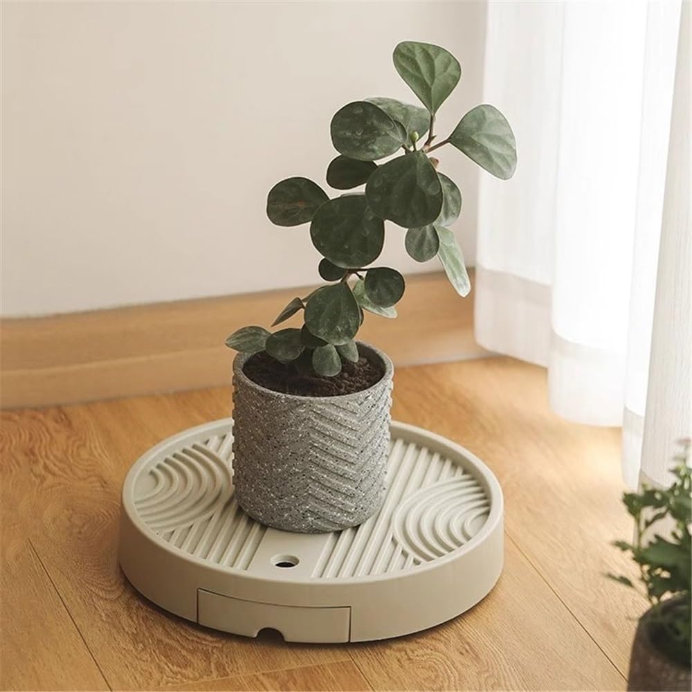 Support à bonsaï Support de présentation for bonsaï à poulie mobile invisible, plateau d'égouttement en plastique for plantes(Petit)