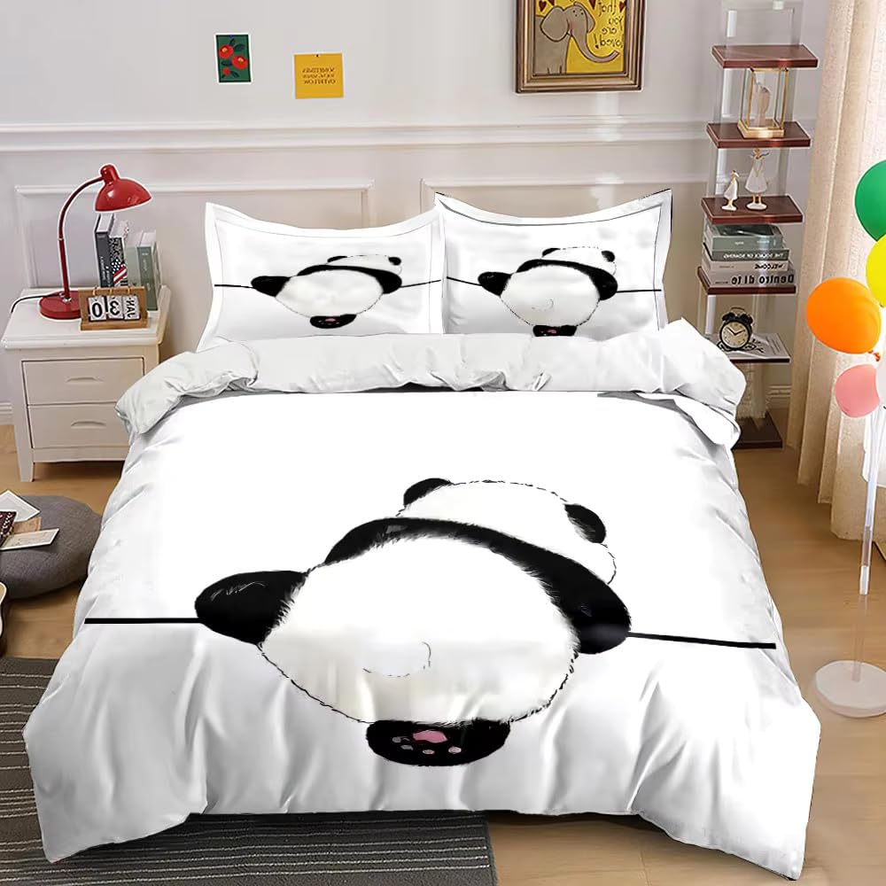 Ndxrwdzr White Panda Super King Size Duvet Set Duvet Cover With Zipper Closure Bedding For Aldults Kids Soft Breathable Microfiber Cover 260X220 Cm + 2 Pillowcases 50X75 Cm