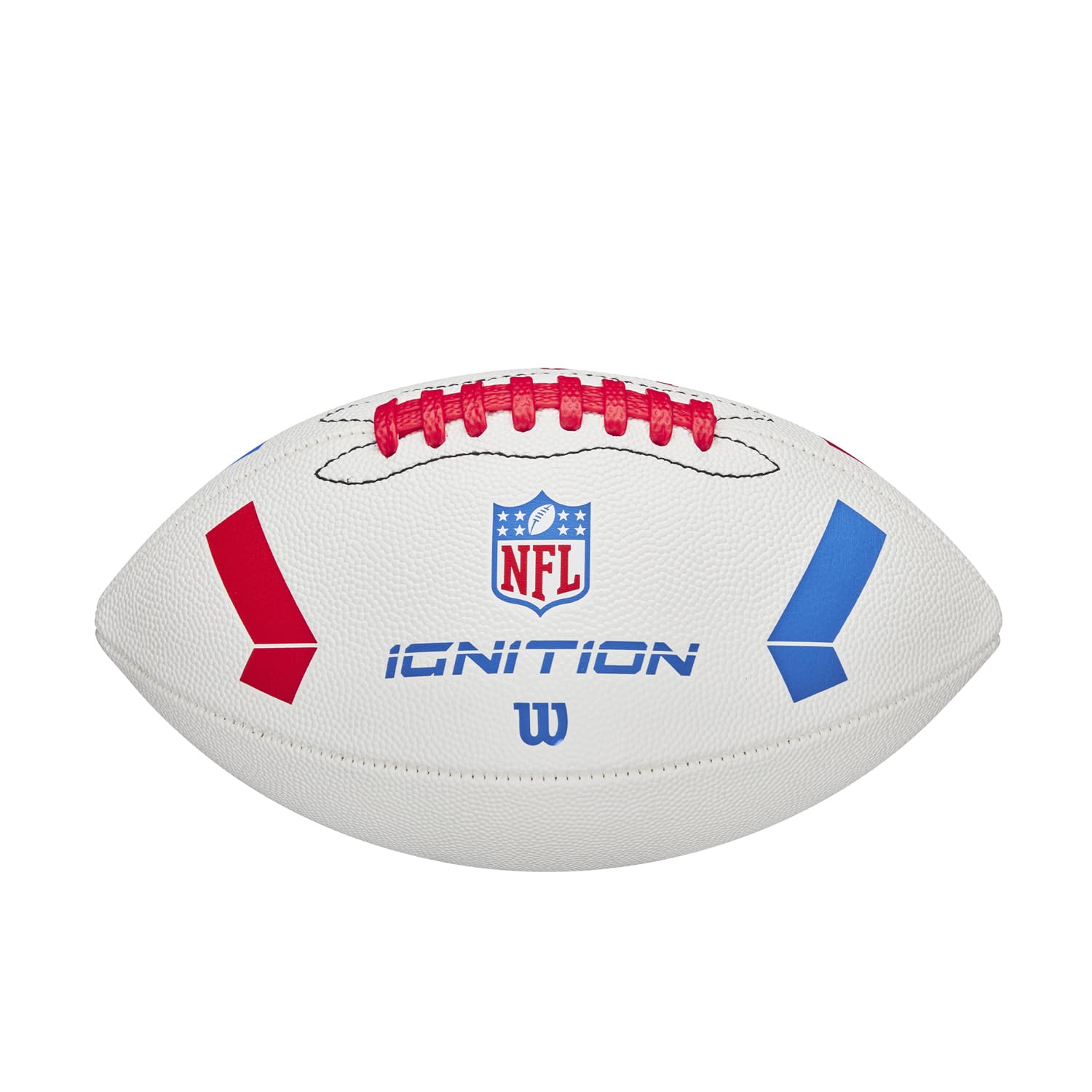 Wilson NFL Ignition Football, Made From Composite Leather For All-Weather Play, Wider Laces & Proud NFL Logo, Colour: White, Junior Size