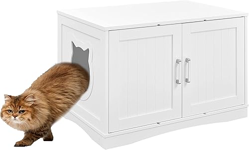 Banco de almacenamiento de diseñador para baño, caja de arena para gatos, caja de muebles con mesa, almacenamiento espacioso, fácil montaje, se