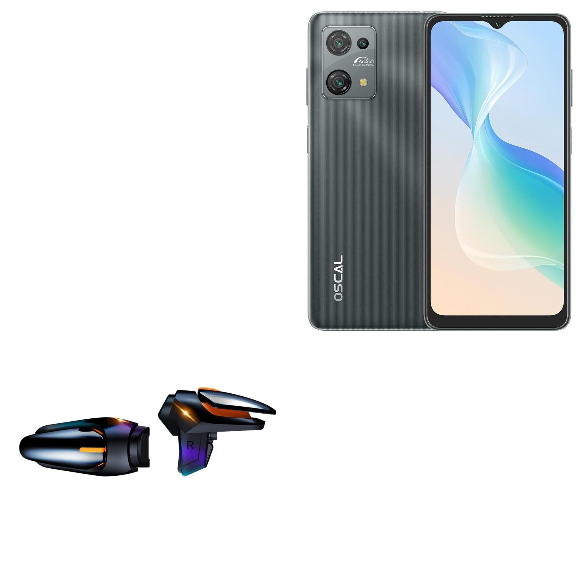 BoxWave Gaming Gear Compatible with Blackview Oscal C30 Pro - Touchscreen QuickTrigger Auto, Trigger Buttons Autofire Gaming Mobile FPS - Jet Black