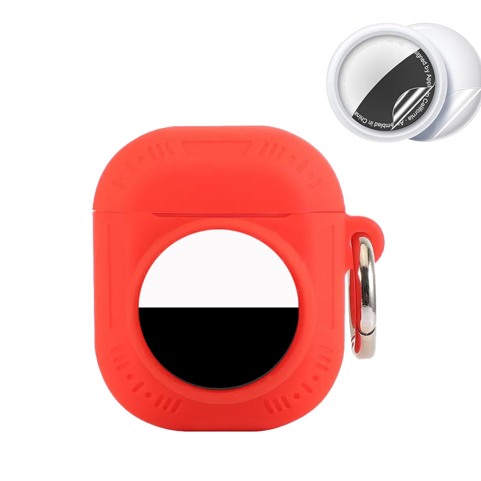 2 in 1 Protective Case for Apple Airpods 1&2 Air Tracker Tag Holder Combo with Lanyard，Anti-Scratch Anti-Lost Silicone GPS Tracker Cover Holder with 2