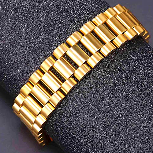U7 Men Wrist Bracelet With Chain Detaching Device, 18K Gold Plated 15Mm Wide Cool Watchband Link Masculine Bracelets Adjustable Length 20-22Cm #TOP2