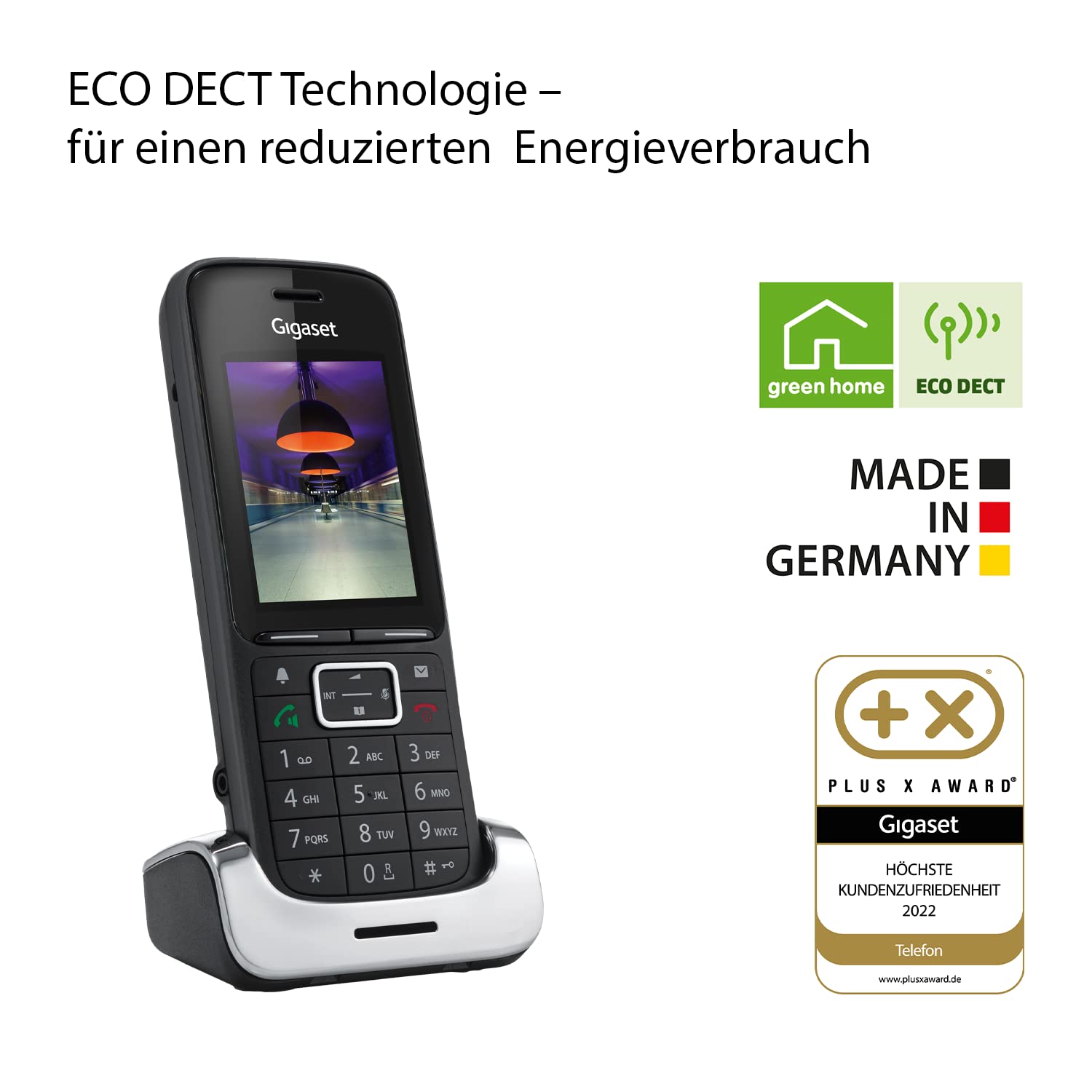 Gigaset PREMIUM 300HX - DECT-Mobilteil mit Ladeschale - Fritzbox-kompatiblel - hochwertiges Schnurloses Telefon für Router und DECT-Basis - Farbdisplay - exzellente Sprachqualität, schwarz