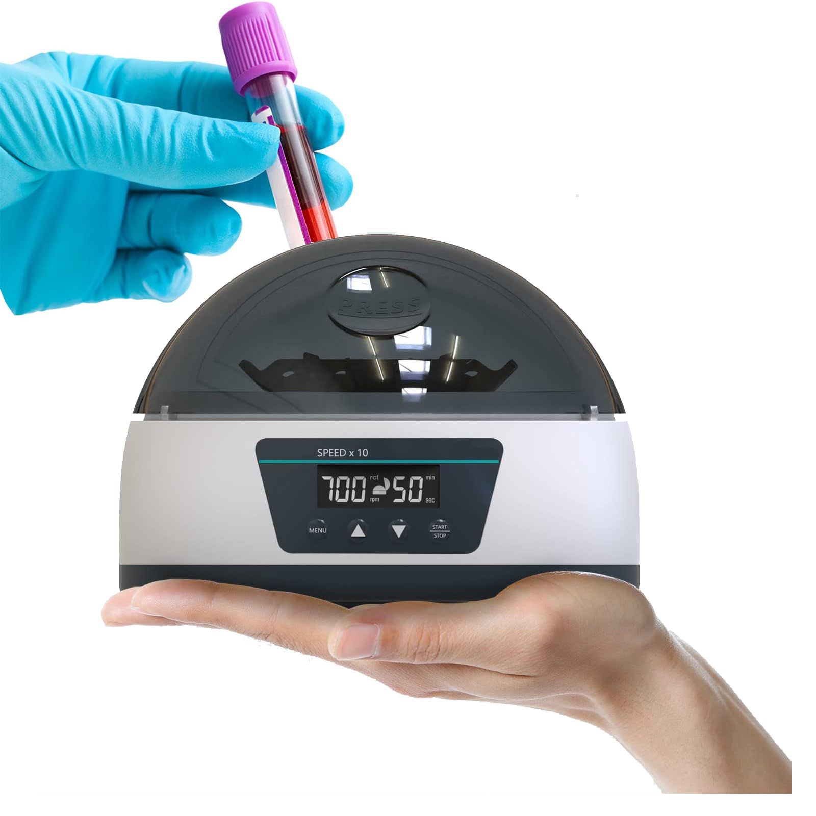 Mini-Zentrifugenmaschine, Labor-Zentrifuge, digitale Tischzentrifuge, 2-in-1-Rotor, offener Deckelschutz, maximale relative Zentrifugalkraft, wissenschaftliche Reagenzgläser, Mikrozentrifuge