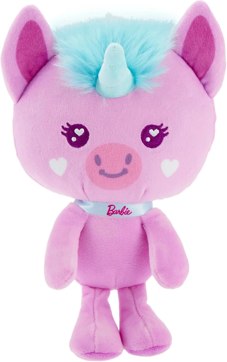 Barbie Stuffed Animal, 7-inch Pink Pet Unicorn Plushie with Glitter Collar