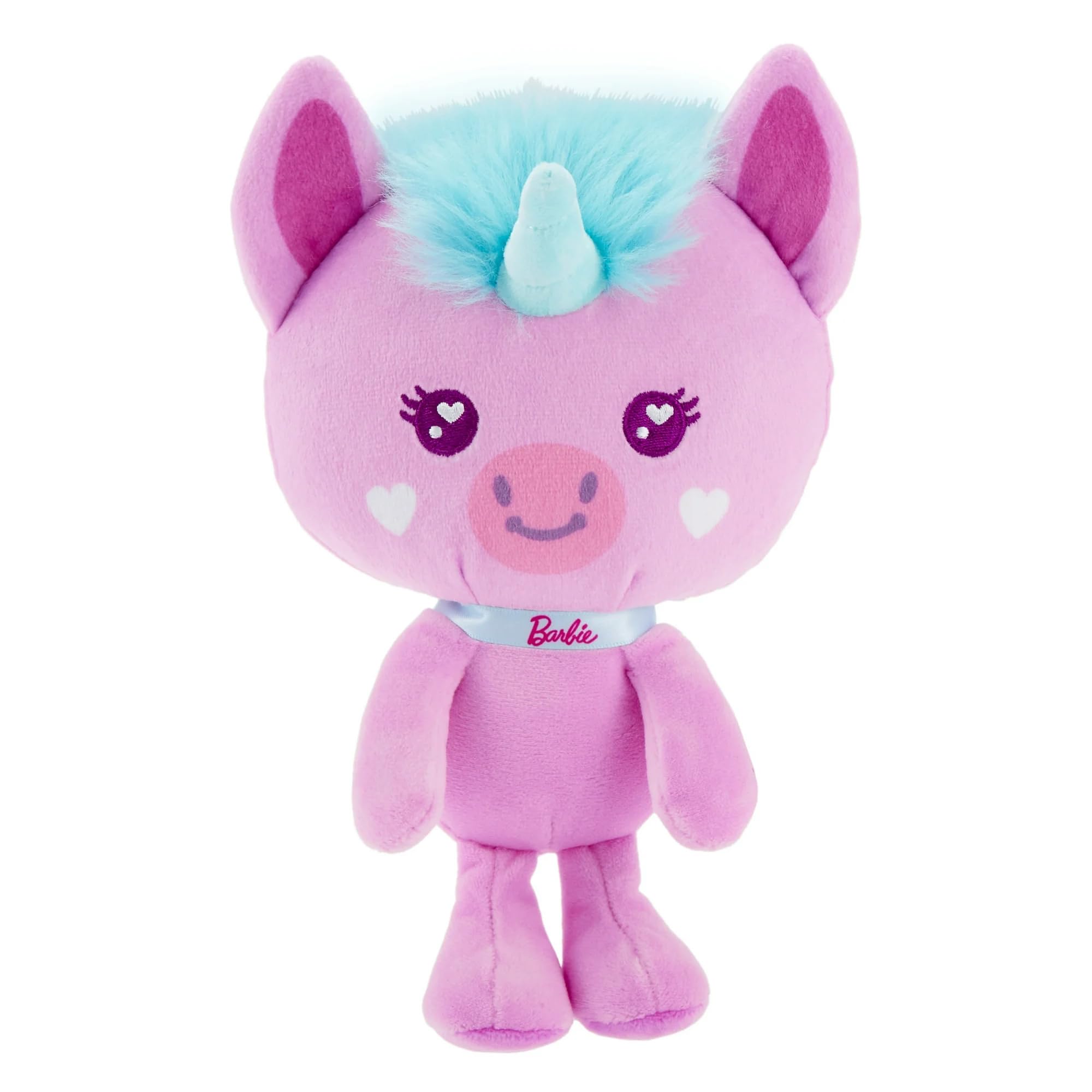 Barbie Plüschtier, 17,8 cm, rosa Haustier-Einhorn, Plüschtier mit Glitzerhalsband