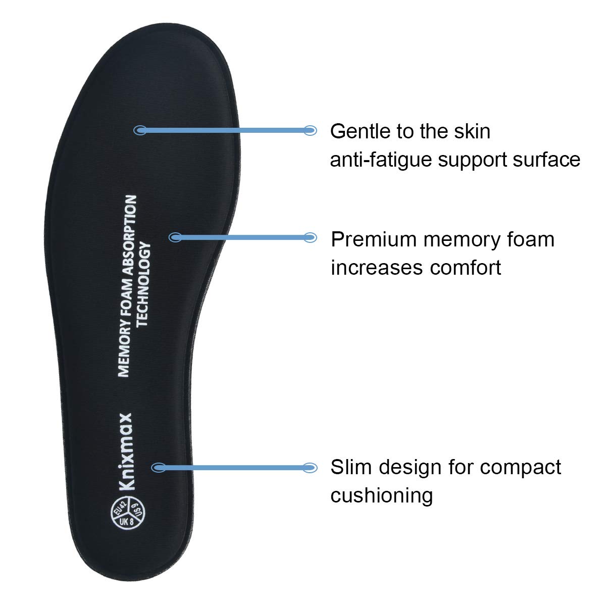Knixmax Donna Uomo Solette in Memory Foam Inserti per Scarpe Comfort Assorbimento degli urti Imbottitura per il Supporto del Piede Suole Interne