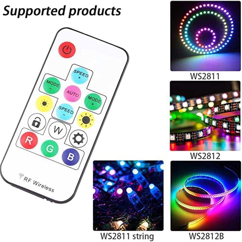 Image of Auslese Mini RF LED Dream Color Controller with 14 Key Wireless Remote for WS2812B WS2811 Addressable RGB Pixel LED Strip for Home Decor Gaming Room TV PC DIY Lighting 5V 12V 24V