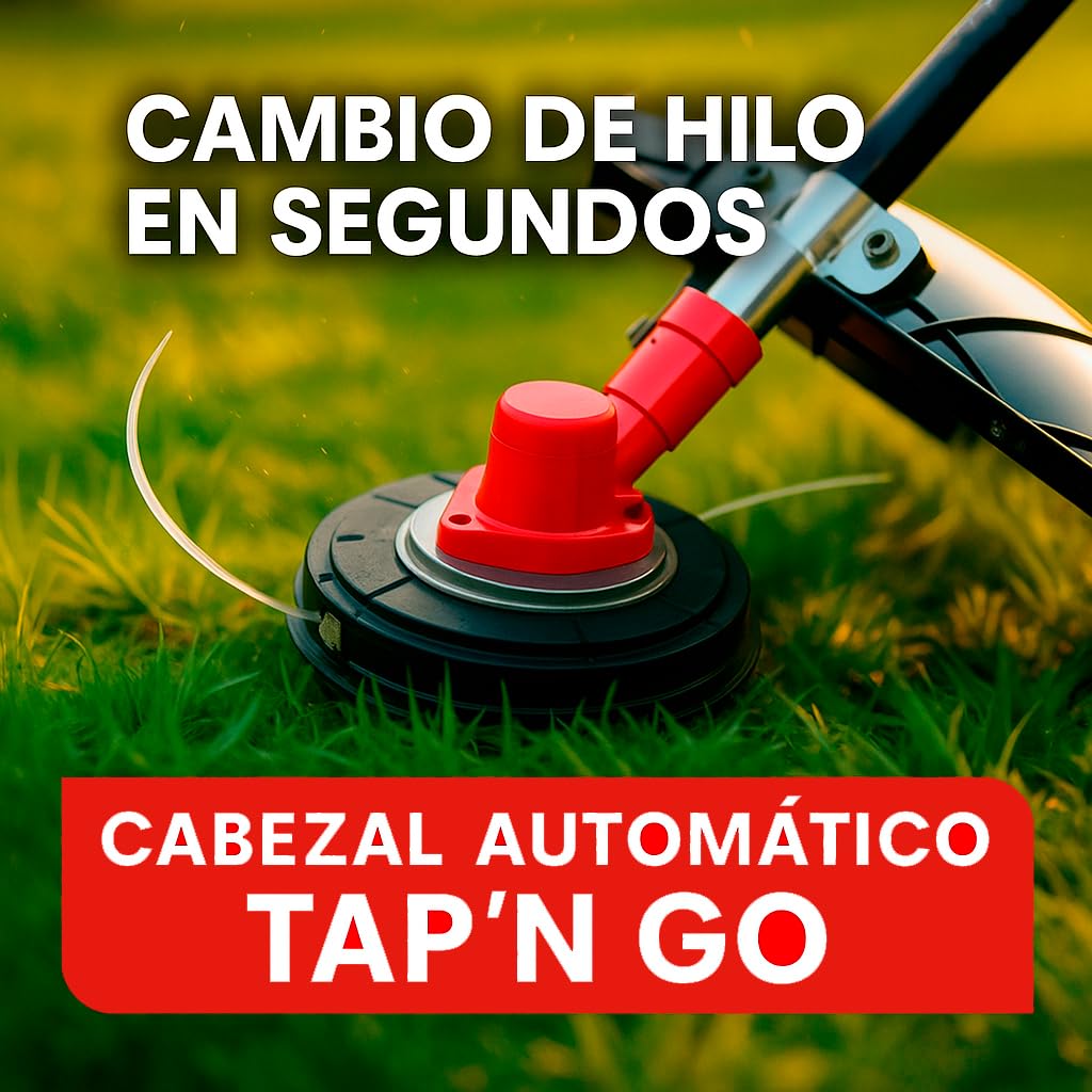 Synergy Desbrozadora Gasolina 2 en1-65cc 4,9cv Motor 2 Tiempos- Disco de 3 Puntas, Cabezal Automático, Arnés y 12m de Hilo