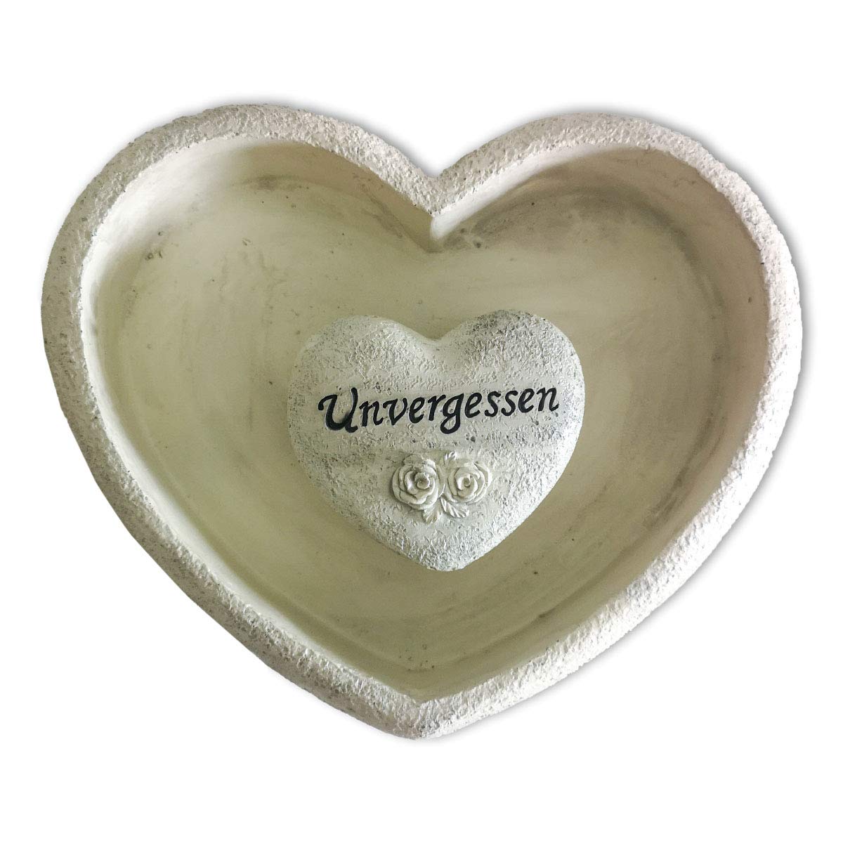2-TLG Grabschmuck Pflanzschale in Herzform Unvergessen