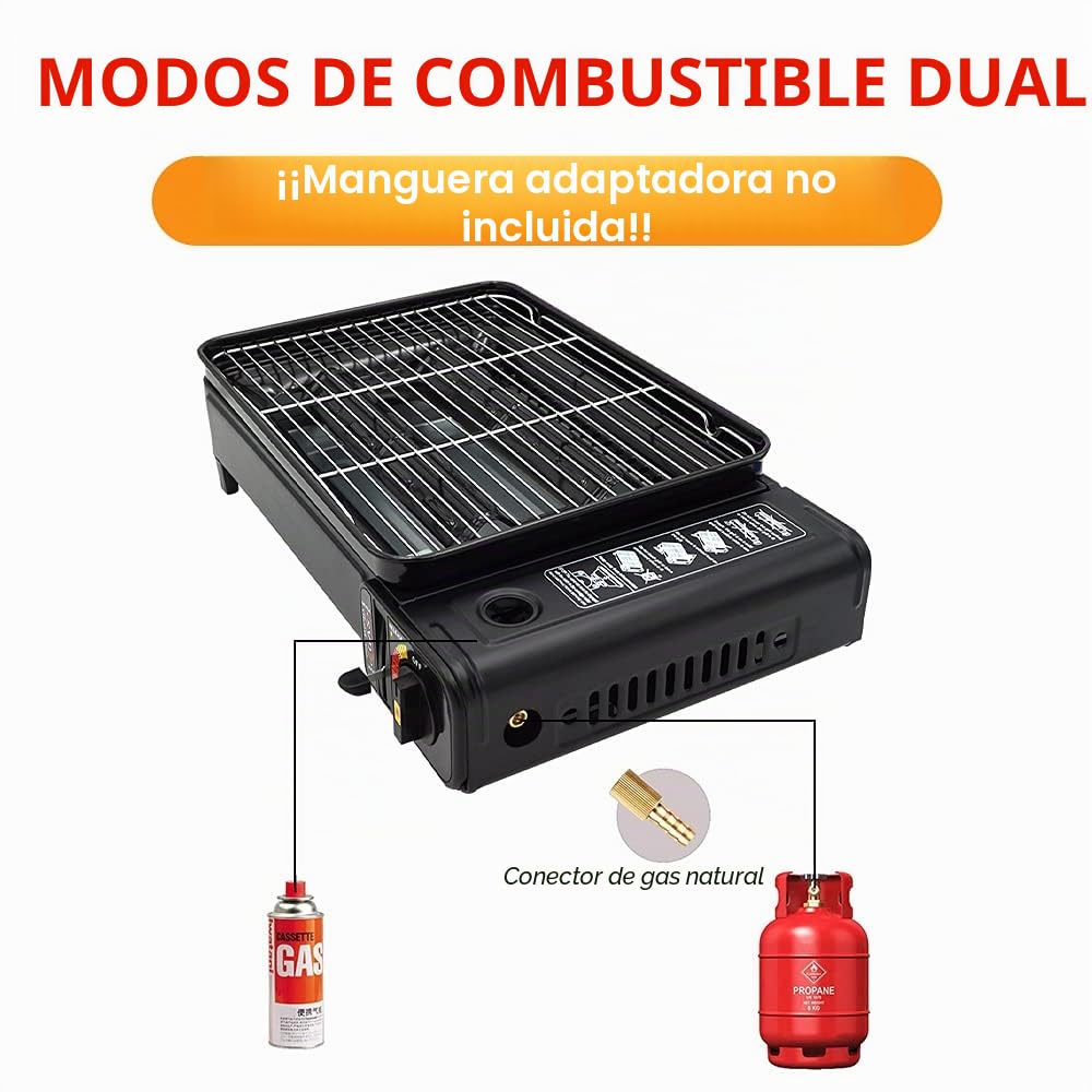 Set de barbacoa para acampada - Barbacoa portátil con parrilla, sartén para asar, clip para parrilla - Sartén portátil para camping