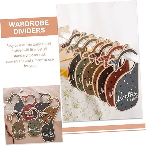 Miniatura 2 de Uonlytech Organizar el armario del bebé 7 piezas divisores de ropa de madera del armario del bebé divisores de tamaño recién nacido a 24 meses