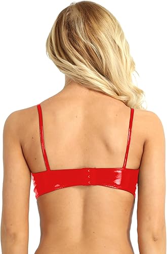 Miniatura 9 de Alvivi Traje de baño brasileño con aspecto húmedo líquido para mujer conjunto de lencería brillante metálico