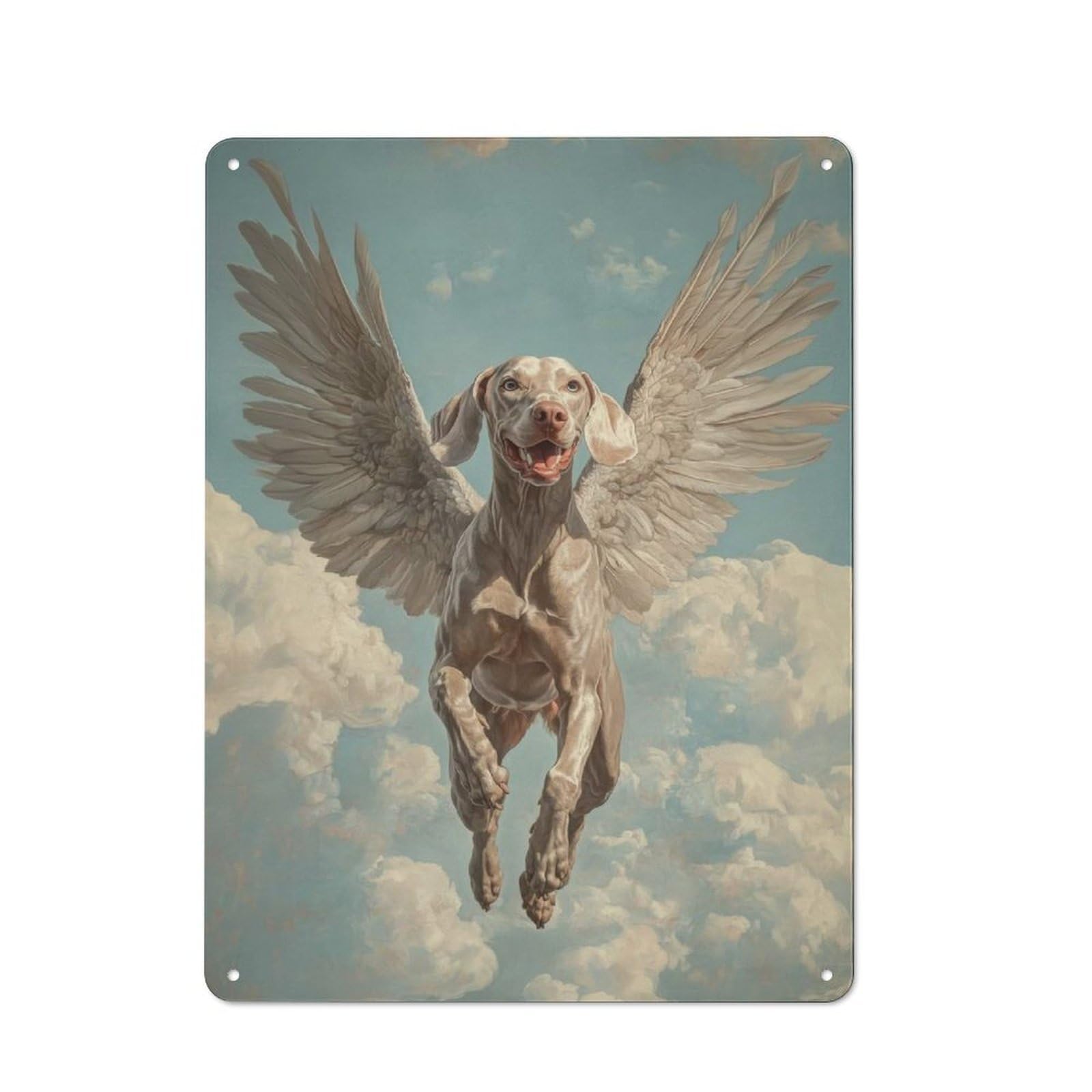 Junmoney Weimaraner Angel Pet Loss Remembrance Art D Og With Wings Retro Metal Plaque 40X30cm For Dining Room Or Kitchen, For Kitchen, Dining Room And Home Bar Wall Decor