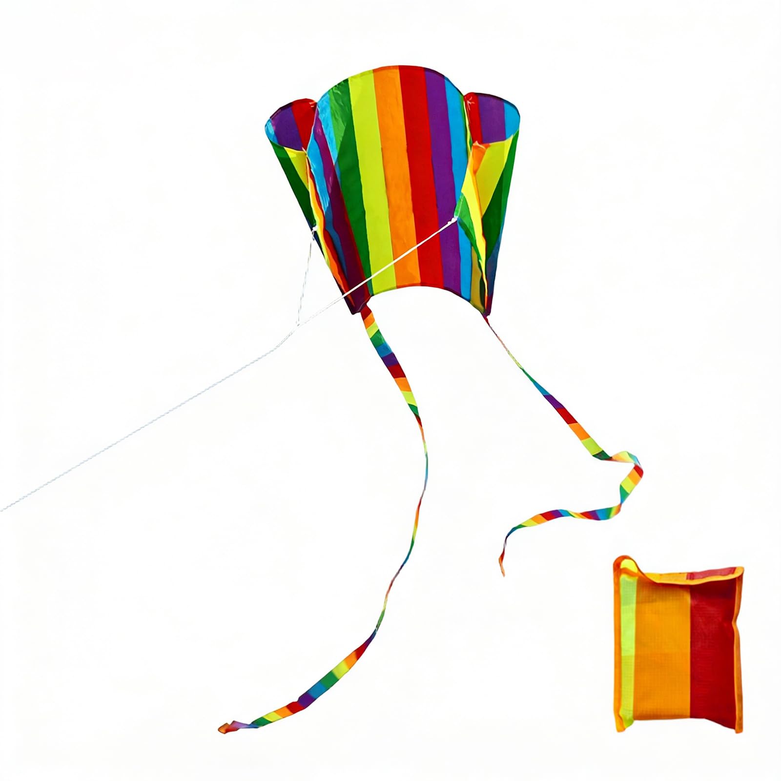 Colorful Pocket Kite, Colorful Kites with Long Tails, Rainbow Kites for Adults, Outdoor Activities, Parks, Campuses, Beaches