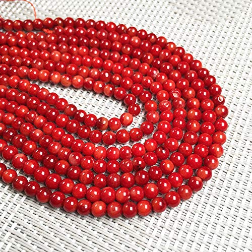 Natural Red Coral Beads,3mm Round Crystal Stone Beads Healing Gemstone Loose Beads for Bracelet Necklace Crafts DIY Jewelry Making Length 15 Inches 1 Strand