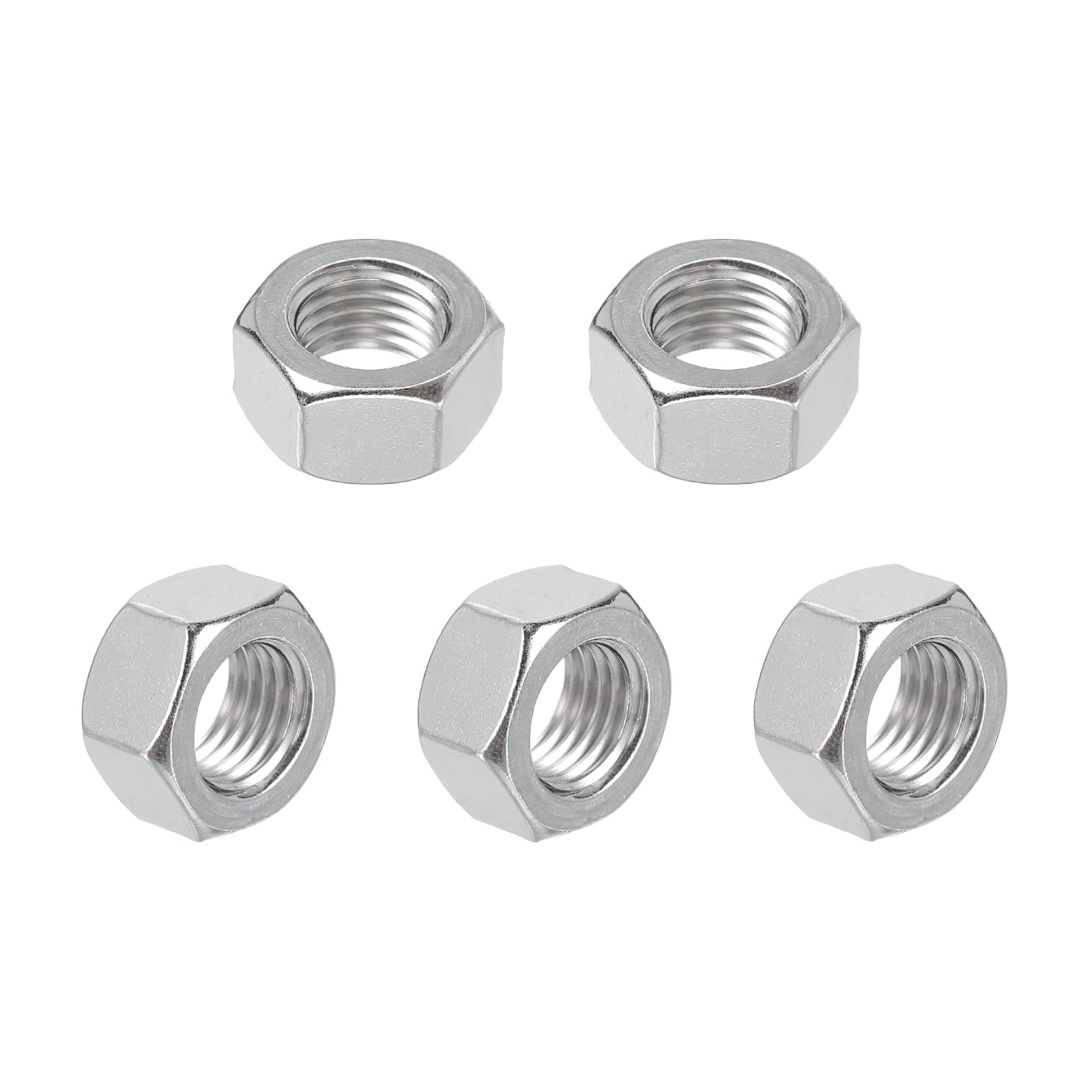 sourcing map 5 Pcs M16x2mm Hex Nuts, 316 Stainless Steel Metric Coarse Thread Hexagonal Hardware Nuts Fasteners for Electronic, Machine, DIY