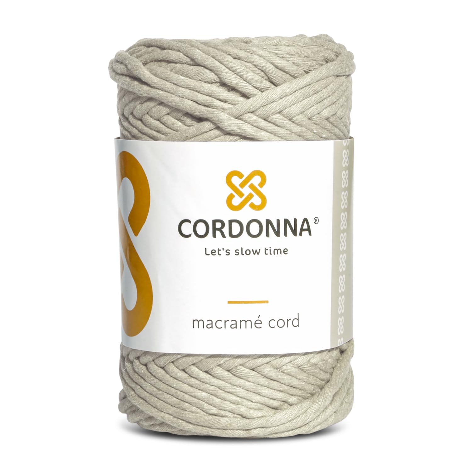 5mm Macrame Cord Cotton with 80 Threads | 100m Twisted Macrame Twine for Crafts | Colored Cotton Rope String for Crafts, Wall Hanging and Plant Hangers | Macrame Supplies | Cordonna | Light Beige