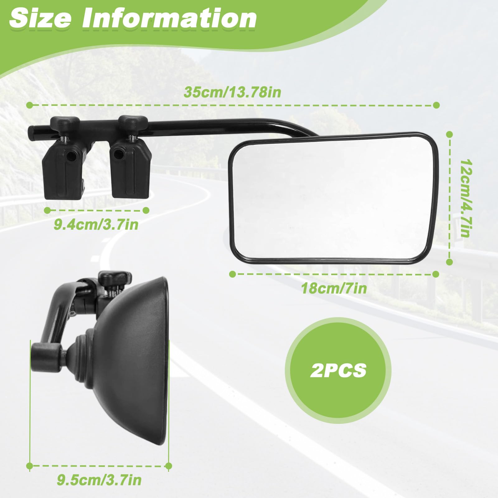 2 Piezas Espejos Retrovisores Caravana, Espejo Exteriores Remolque Ajustable Universal, Espejo Extensión Coche, Espejos Camión para Retrovisor, Caravanas, RV, Vehículos, Autocaravanas, Tractor