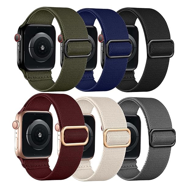 OXAI Stretchy Watch Band For Apple Watch 49mm 45mm 44mm 42mm for Women Men, Soft Nylon Elastic Braided Adjustable Strap for iWatch Ultra SE2|SE Series 8 7 6 5 4 3 2 1 [Pack of3][WATCH NOT INCLUDED]