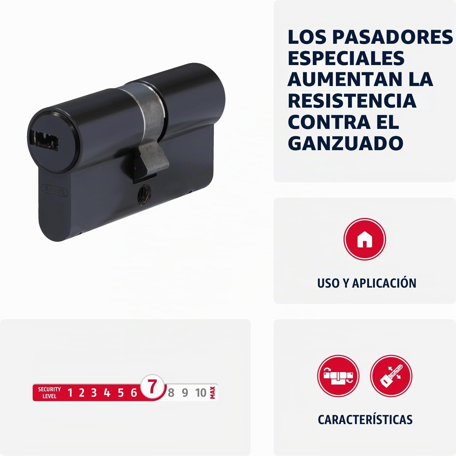 ABUS Cilindro de perfil D6XBL 30/40 con tarjeta de código y 5 llaves, color negro