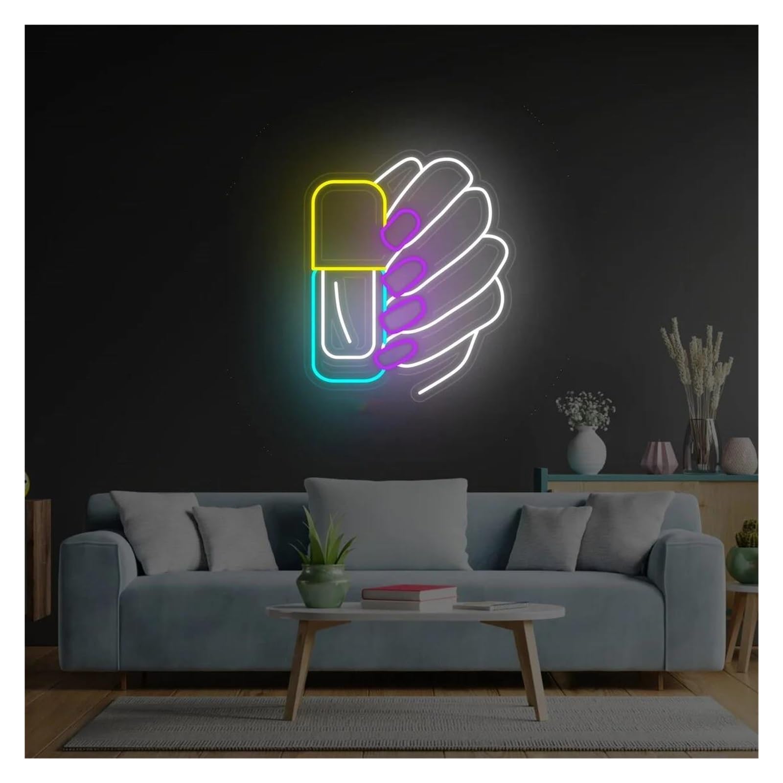 LEMST Signs Lamp Manicure Neon Sign, Nail Polish Neon Sign, Nails Studio Decor, Beauty Salon Sign, Nail Salon Decor 38cm(D)