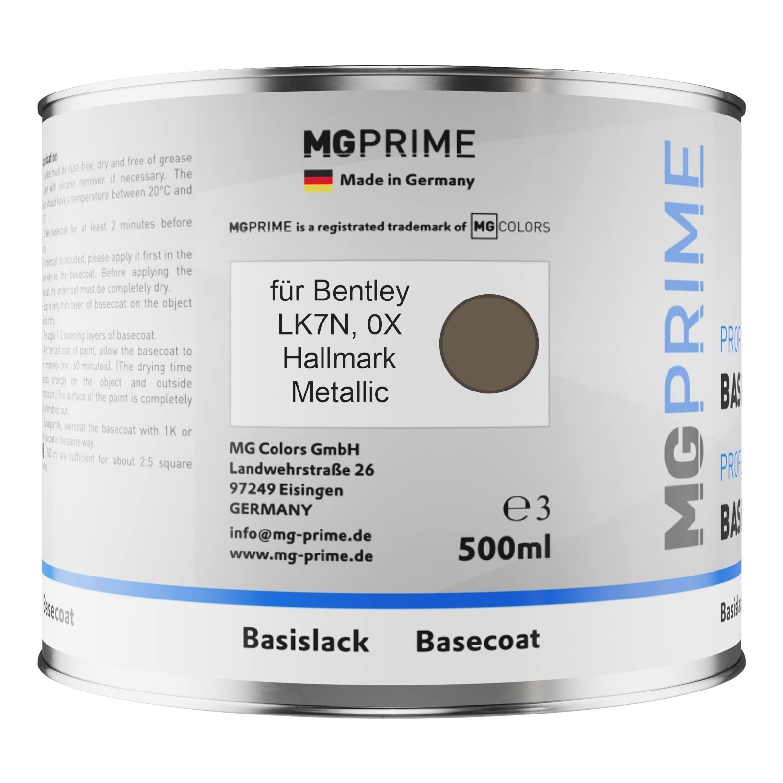 MG PRIME Peinture voiture Pots pour Bentley LK7N / 0X Hallmark Metal. 1,25L