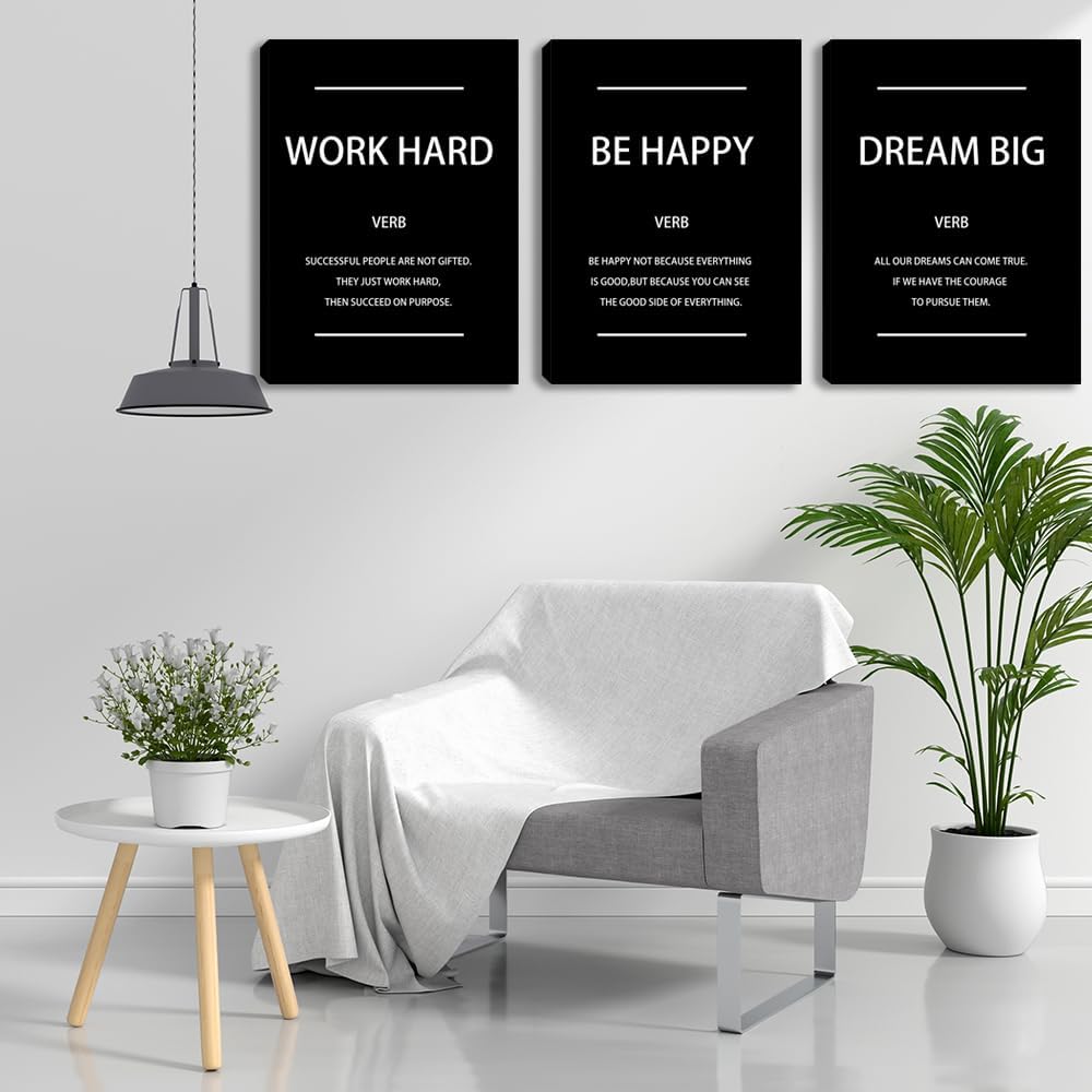 Motivational Affirmation Wall Art Inspirational Poster Prints Encourage Office Wall Decor Art Prints Black Pictures Painting Stretched and Framed Ready to Hang for Living Room Bedroom (36" Wx16 H) - Image 7