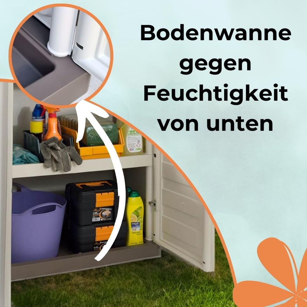 GarPet Gartenschrank Wasserdicht Outdoor Schrank Kunststoff Mehrzweckschrank Hoch Aufbewahrungsschrank Allzweckschrank Balkonschrank Haushaltsschrank Terrassenschrank Hoch