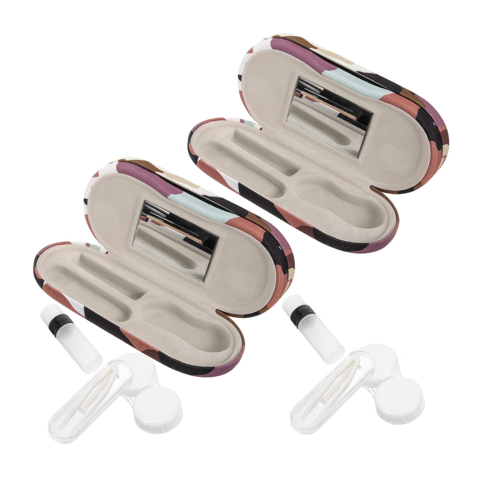 2ensembles Étui à Lunettes Rigide Boîte de Rangement pour Lentilles Invisibles Étui à Double Compartiment Portable pour Voyage et Quotidien