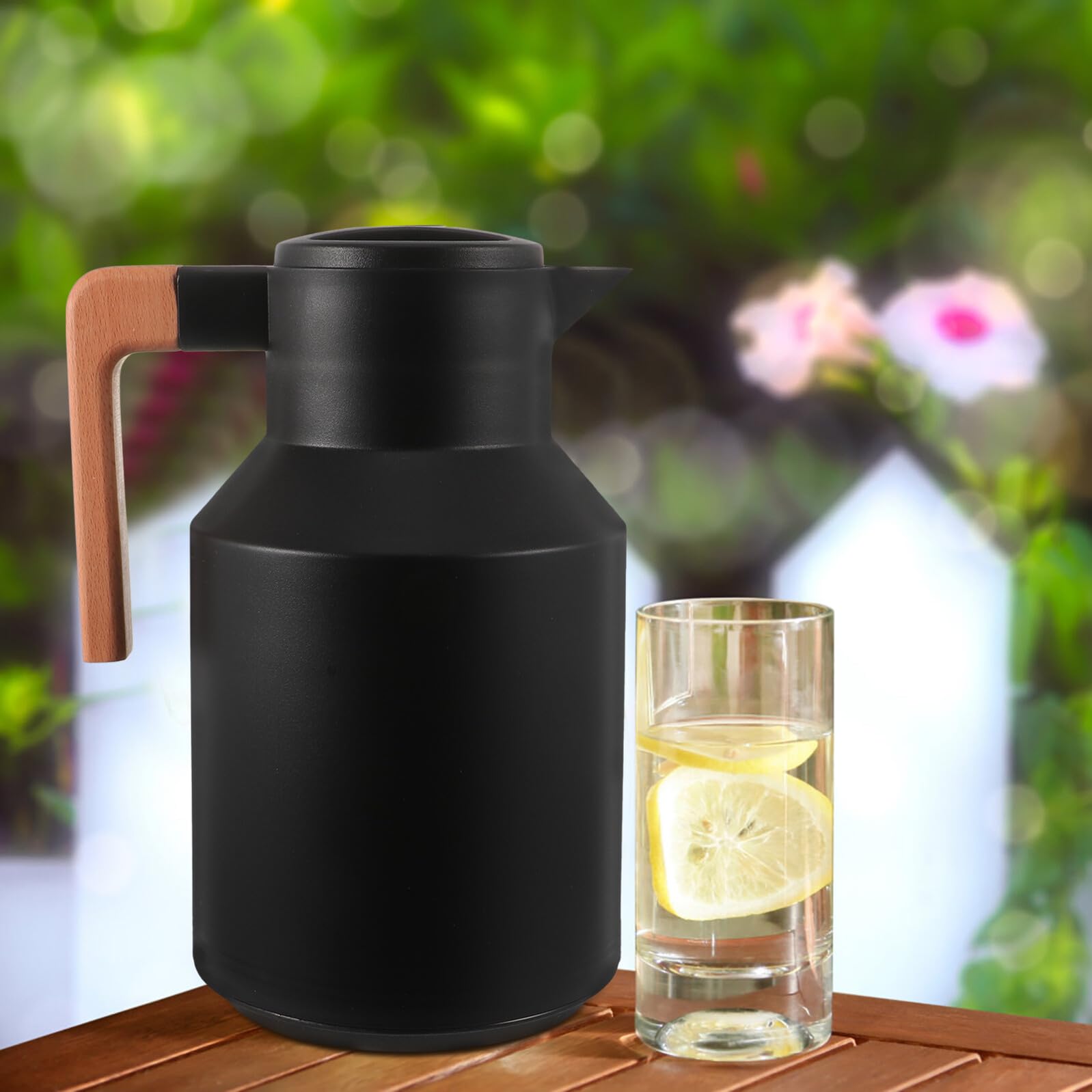 Bouilloire avec Doublure Eau Thermique Transparente et Isolée Poignée Confortable Amovible pour Maison Bureau Camping et Hôtel