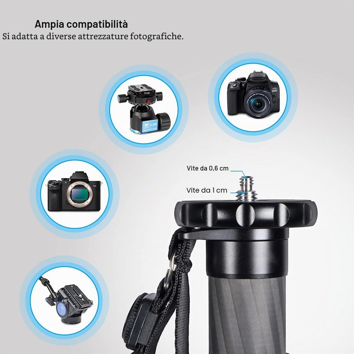 SIRUI AM-326M 156cm Monopiede Fotografico Professionale a 6-Sezioni, Portatile Monopod in Carbonio per Fotocamera Reflex, Monopiede da Viaggio Leggero, Carico Massimo 10KG
