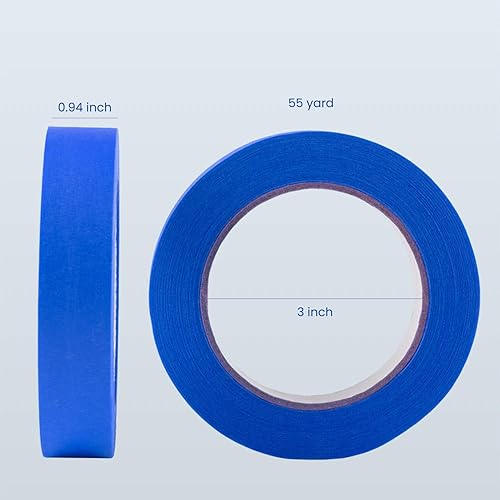 Miniatura 6 de Lichamp Paquete de 2 cintas azules para pintores de 1 pulgada, cinta adhesiva azul de 1 pulgada x 55 yardas x 2 rollos (110 yardas en total)