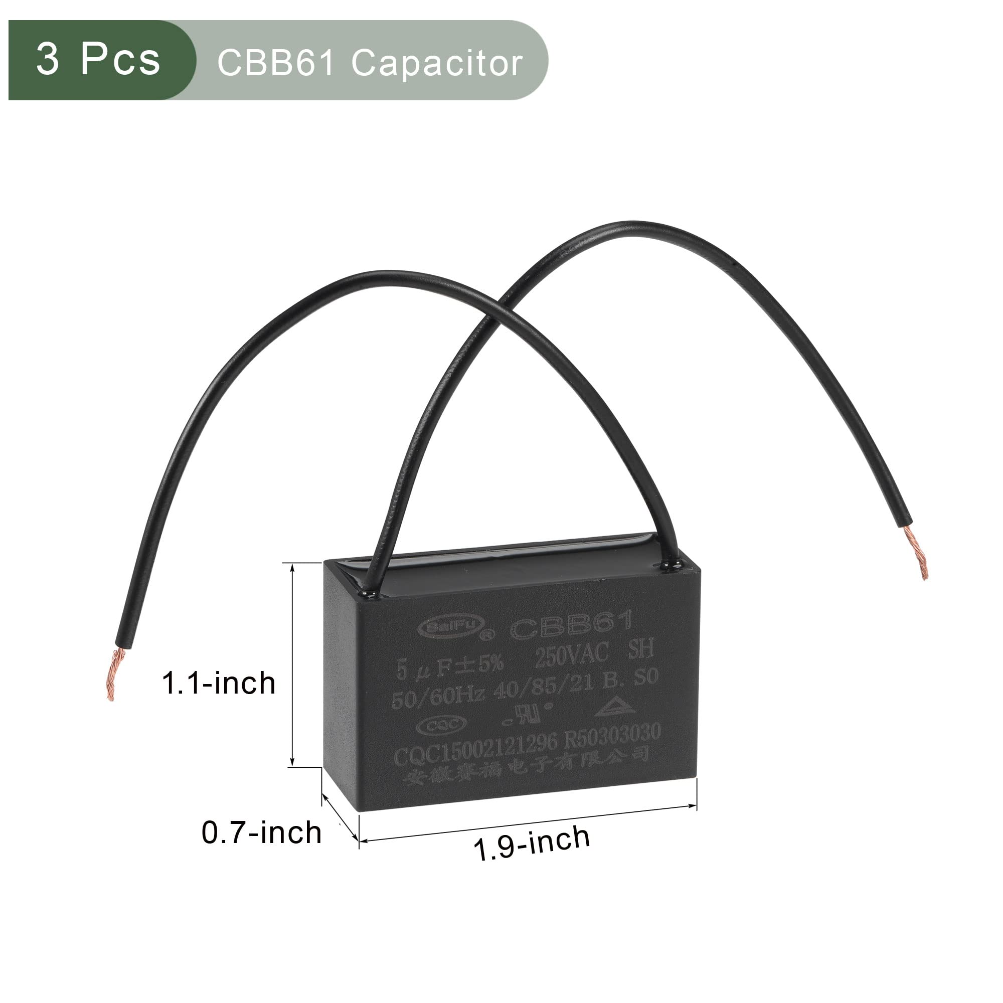YOKIVE Soffitto Ventilatore Condensatore CBB61, Metallizzato Polipropilene Pellicola Condensatore Ottimo per Ventola Pompe Motori Esecuzione (12uF 500V AC 2 Fili 50/60Hz