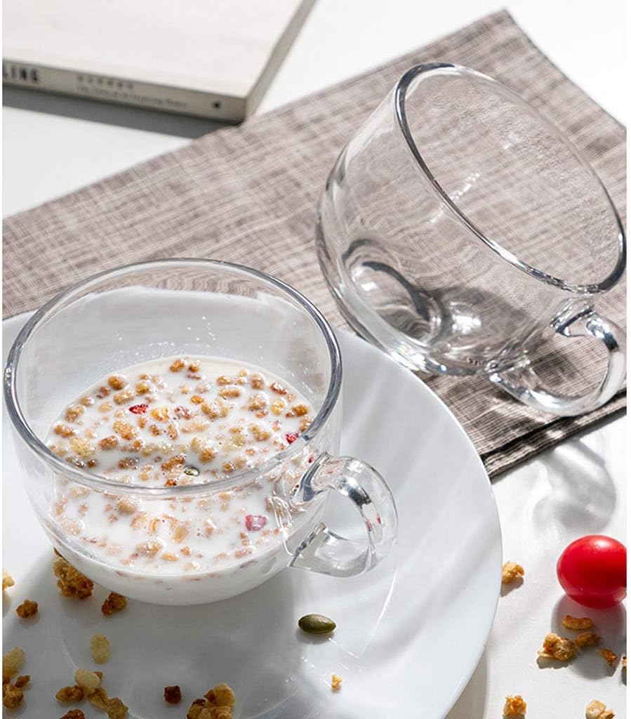 TOMYEUS Water Glasses Crystal Clear Drinking Glasses for Water, Glass Cup Set, Drinks, Dessert, Milk, Cup Drinking Glasses Transparent Cup with Handle Drinking Glasses (Colour: A (1 Piece)