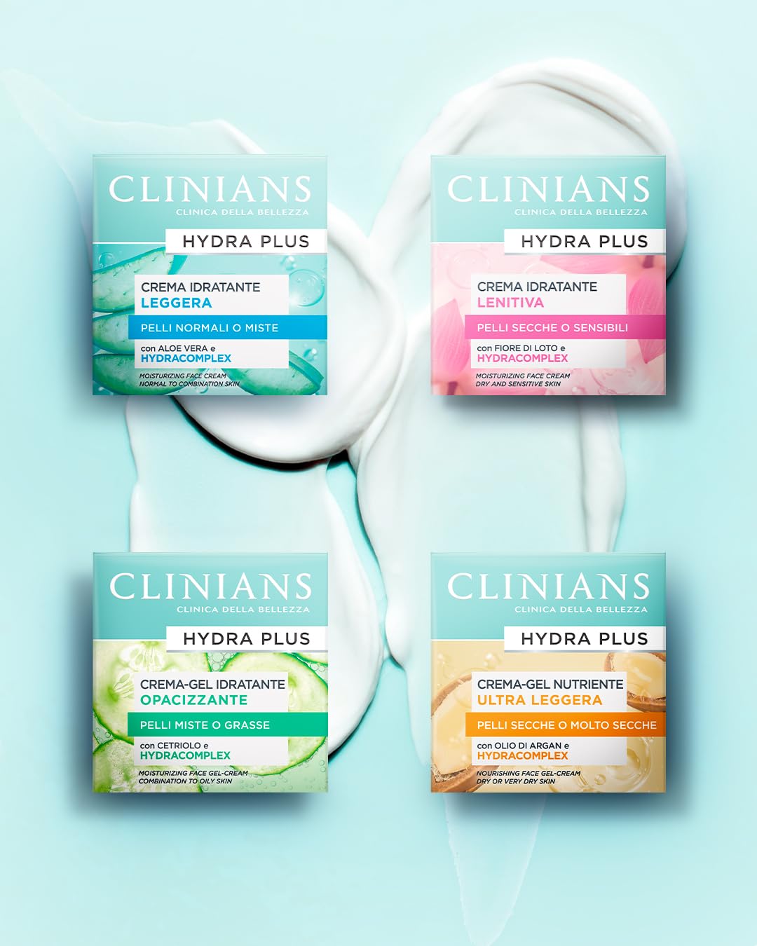 CLINIANS | Hydra Plus Crema Viso Idratante Opacizzante, Dermatologicamente Testato, Made in Italy, 50 ml