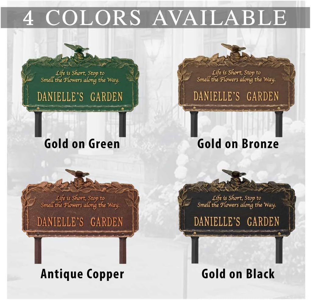 Whitehall Personalized Cast Metal Yard Plaque - The Butterfly Rose Quote Lawn sign. Made in the USA.
