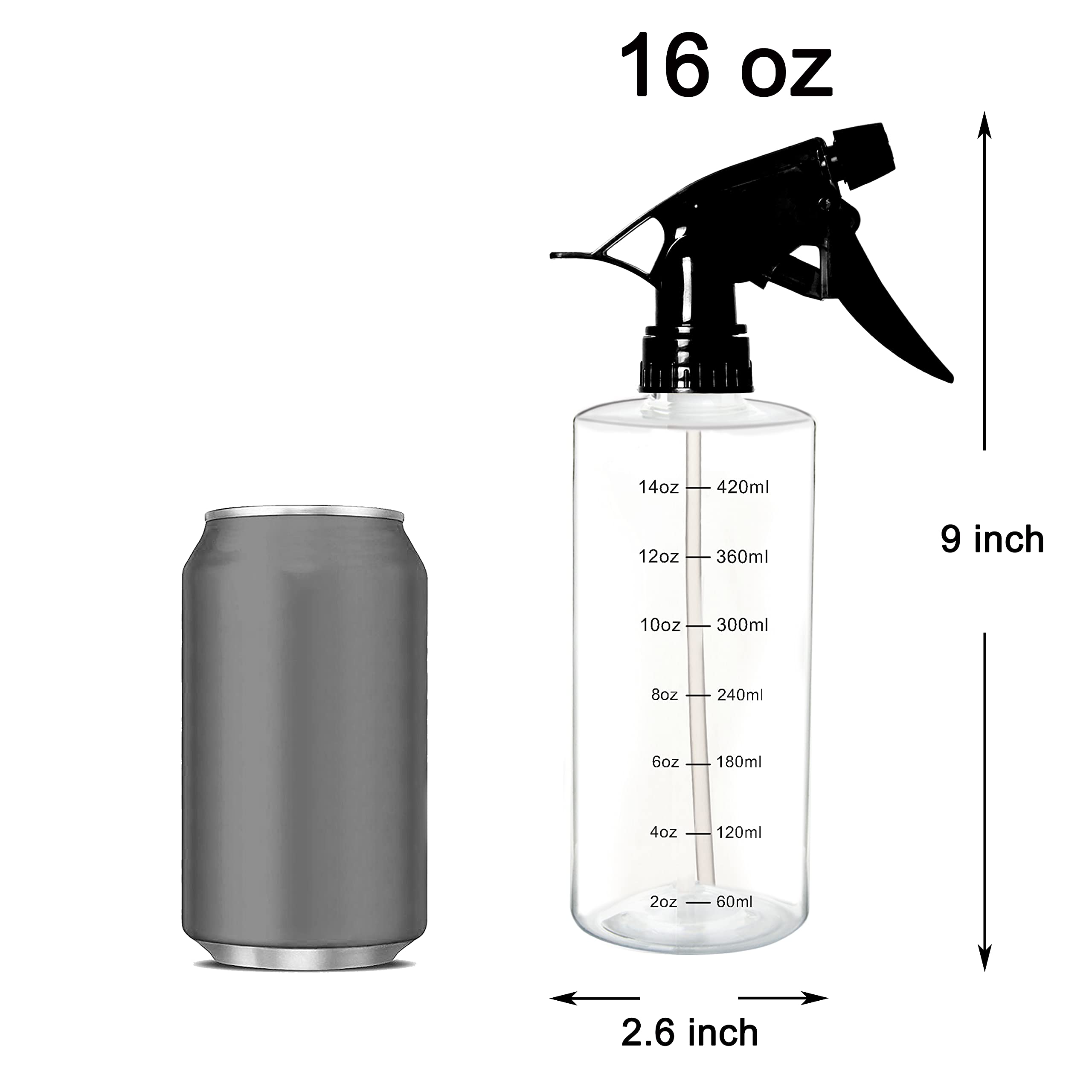 Youngever 5 Pacchi Bottiglie Spray Vuote 500ML, Flaconi Spray Vuoti 500ML, Spruzzatore Plastica, Bottiglia a Spruzzoper (Black Sprayer, Long)