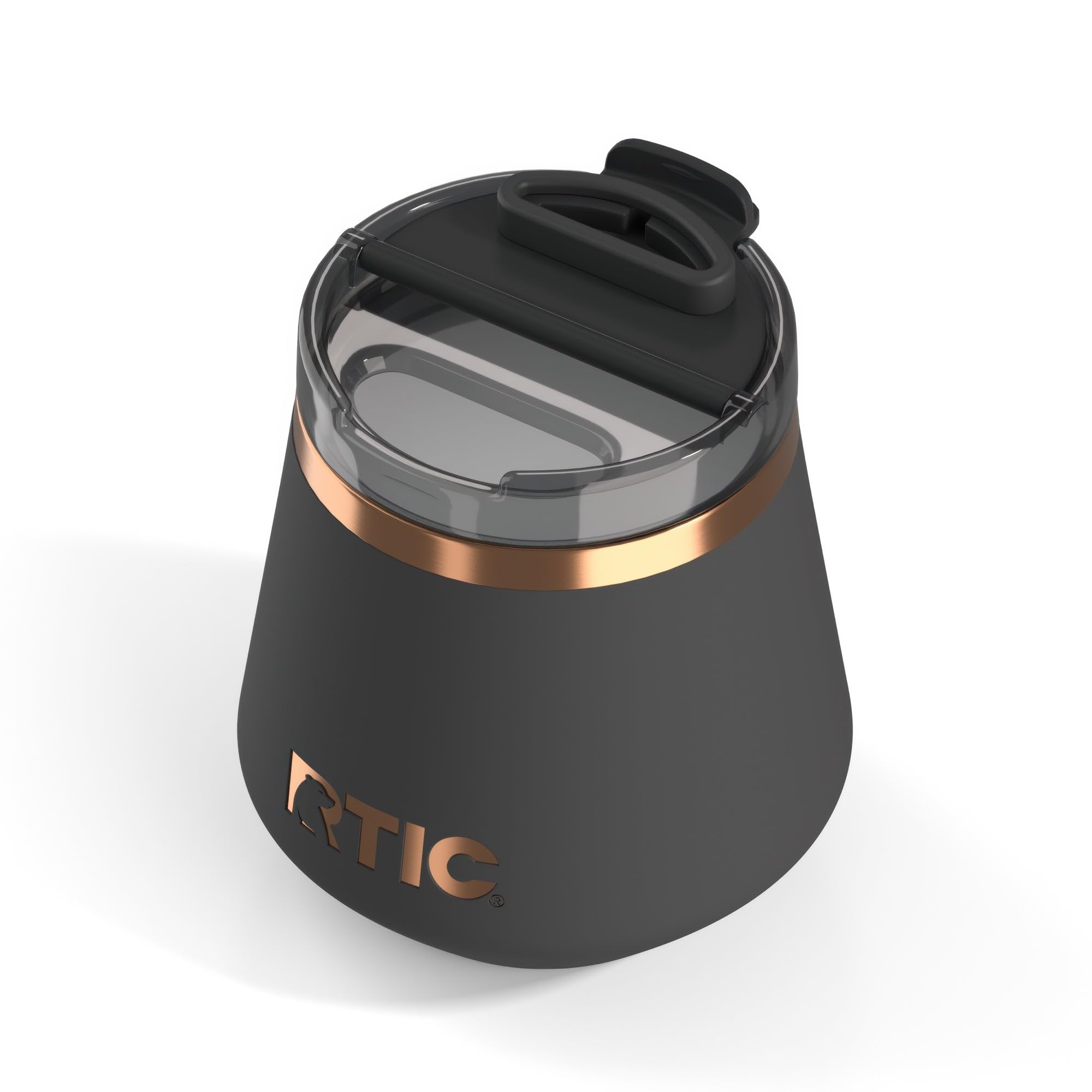 RTIC Happy Hour 8oz Lowball Tumbler with Lid, Ceramic Lined, Insulated, Stainless Steel Metal, Portable Travel Cup for Hot and Cold Drink, Light Black