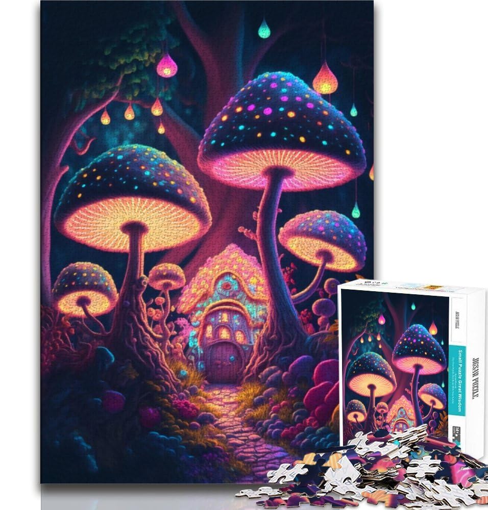 Jigsaw Puzzles for Adults 1000 Psychedelic Mushrooms 1000 Pieces for Adults,Challenging Family Activity Games DIY Toy for Home Wall Decor Gifts 38x26cm