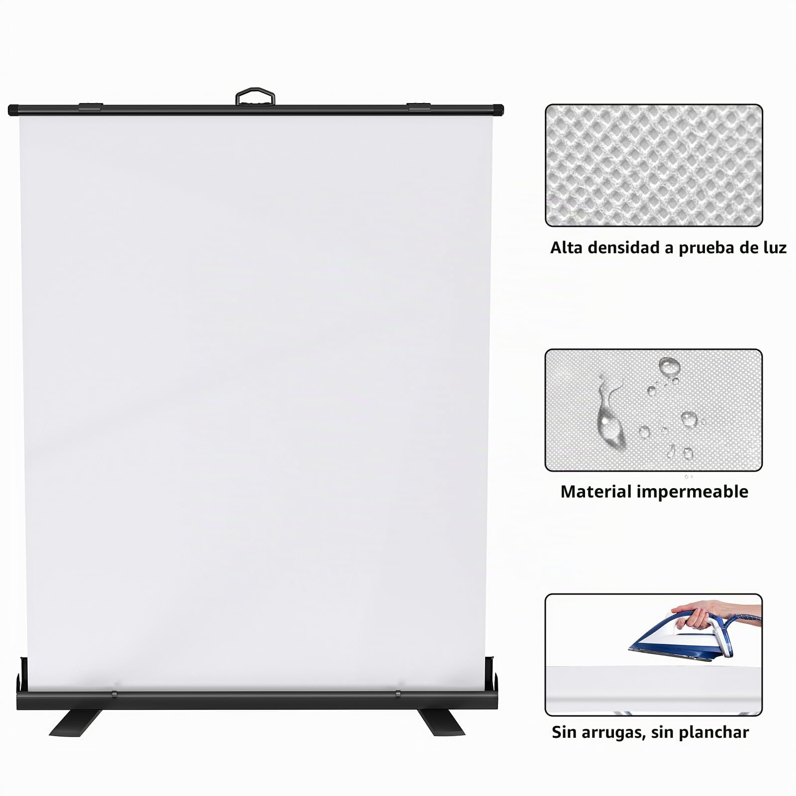 WASJOYE - Fondo Blanco para Vídeo, Plegable, Profesional, con Bloqueo automático, Resistente a Las Arrugas, para Estudio fotográfico, Videojuegos, transmisión (200 x 150 cm)