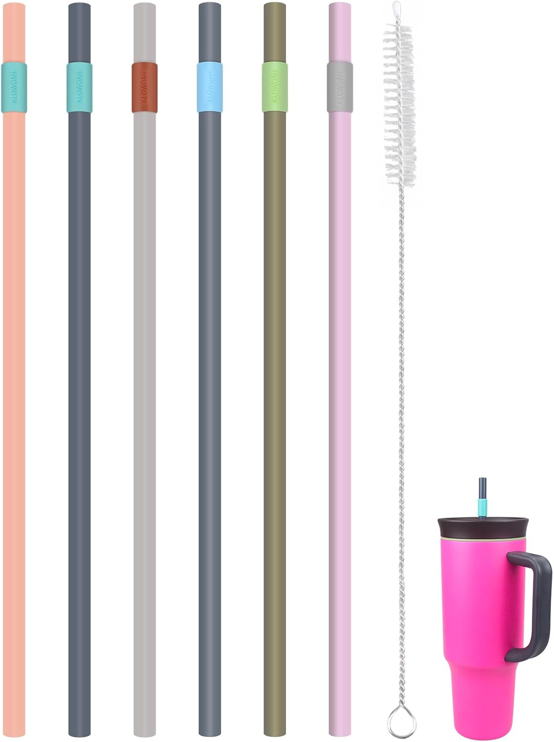 Replacement Straws for Owala 40oz Tumbler, 6 Colours with 1 Brush (6 Pack for 40oz)